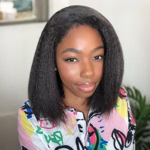 [3 In 1 Half Wig] OQ HAIR 250% Density Kinky Straight Wear Go Bob Half Wig Invisifit Strap Flip Over Wig Beginner Friendly