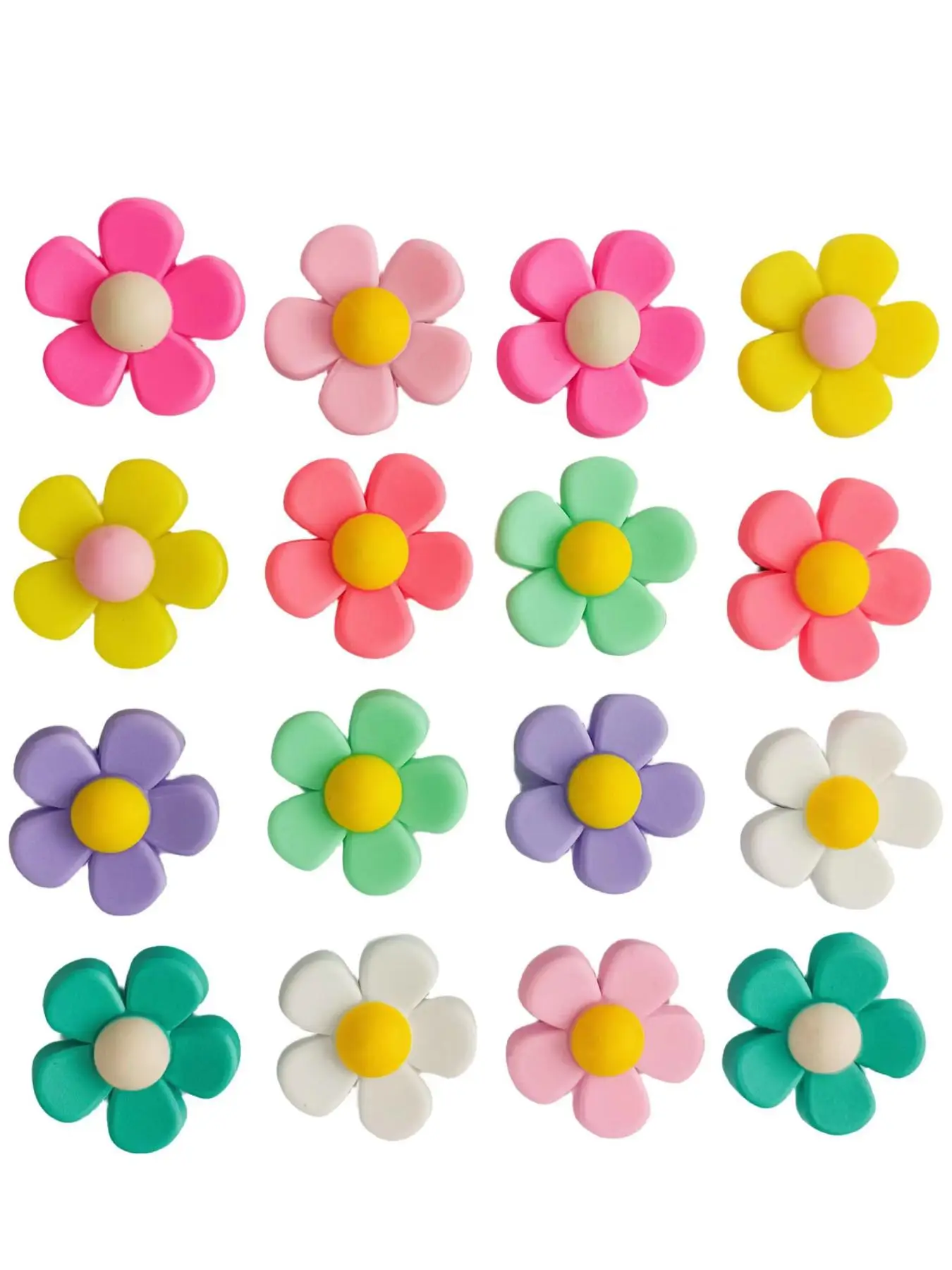 16pcs Cute Flower Shaped Shoe Decoration, DIY Shoes Decorations For Kids & Adults, Flower Shaped Detachable Shoe Charms, Decorative Supplies for Clogs