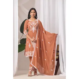 🌸 Elegant Georgette Embroidered Suit Set with Dupatta