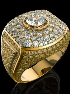 Men's Elegant Square Shaped Artificial Diamond Ring, Fashion Jewelry for Party, Daily Clothing Decor, Trendy All-match & Exquisite Jewelry for Birthday Gift