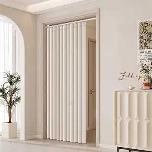 Hemp-Like Foldable Door Curtain, Room Decor Curtain, No Drilling Entryway Privacy Divider, Bedroom Bathroom Light Blocking Curtain, Storable with Hooks and Magnetic Clips
