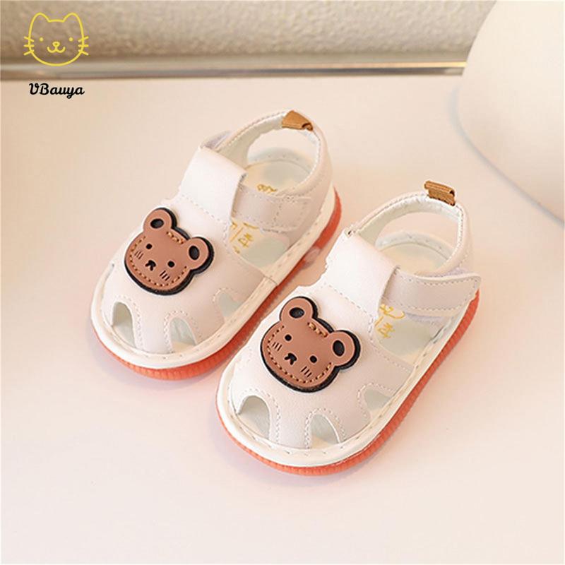 Baby Boys Girls Summer Sandals Cue Bear Pattern Squeaky Squeaky Shoes Non-Slip Newborn First Walking Shoes Toddler Clogs