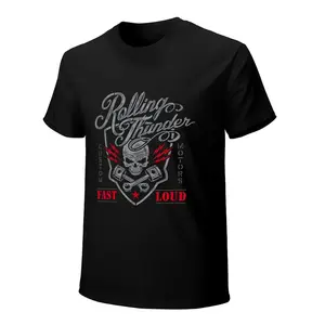 Rolling Thunder Biker Graphic T-Shirt, 180g Heavyweight Premium Cotton Tee, Vintage Motorcycle Aesthetic, Skull & Piston Streetwear, Quality Casual Short Sleeve.,deo merch,frisco orange tshirt,anti grape clothing,big deborah,funny, Customized, Elastic