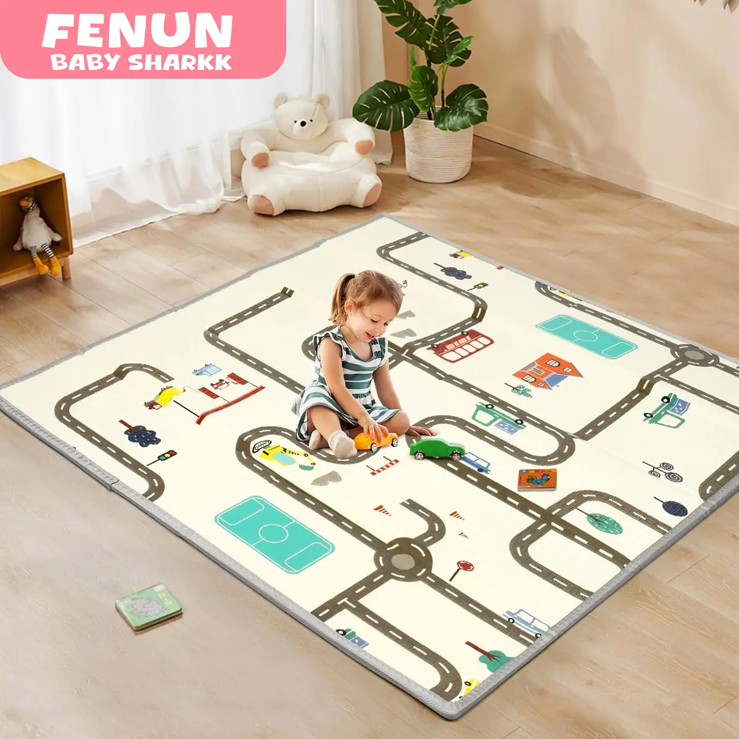 Foldable Baby Play Mat, Travel, Indoor and Outdoor Mat, Tummy Time and Crawling Mat for Infants, Babies, Toddlers, Easy to Storage and (47'' X 47'')