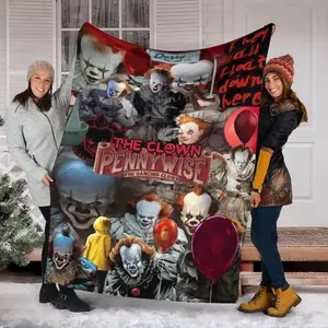 The Clown Pennywise Blanket, IT Movie Blanket, Horror Movie Blanket, Horror Blanket, Pennywise Gifts, Horror Halloween Blanket
