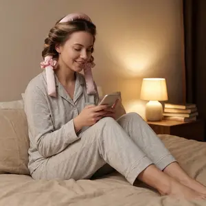 Heatless Hair Curler Set - Pink Satin Curling Rod & Scrunchie for Easy Styling - Perfect for Enhancing Your Look