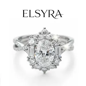 Elsyra S925 Sterling Silver engagement ring with Oval Pigeon Egg sharped, Elegant Oval Shaped cubic zirconia, Promise ring for Women & Girls, Trendy All-match & Exquisite Clean Girl Jewelry for Birthday Gift, Solitaire Ring, Wedding Engagement daily wear