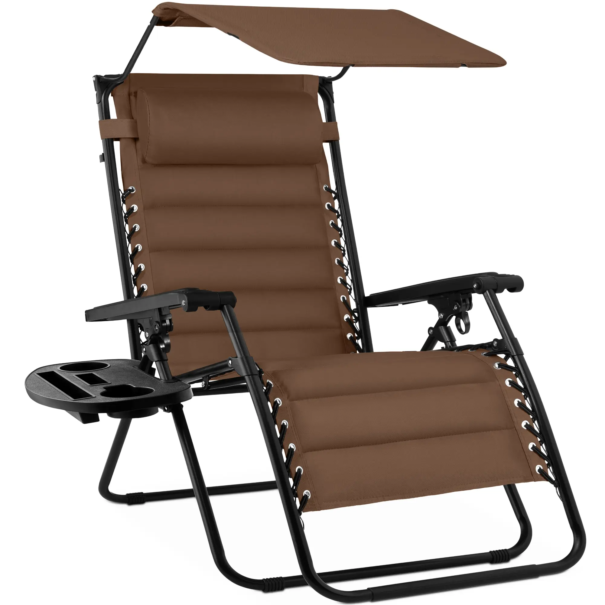 Best Choice Products Oversized Padded Zero Gravity Chair w/ Canopy Headrest Cup Holder Side Tray​