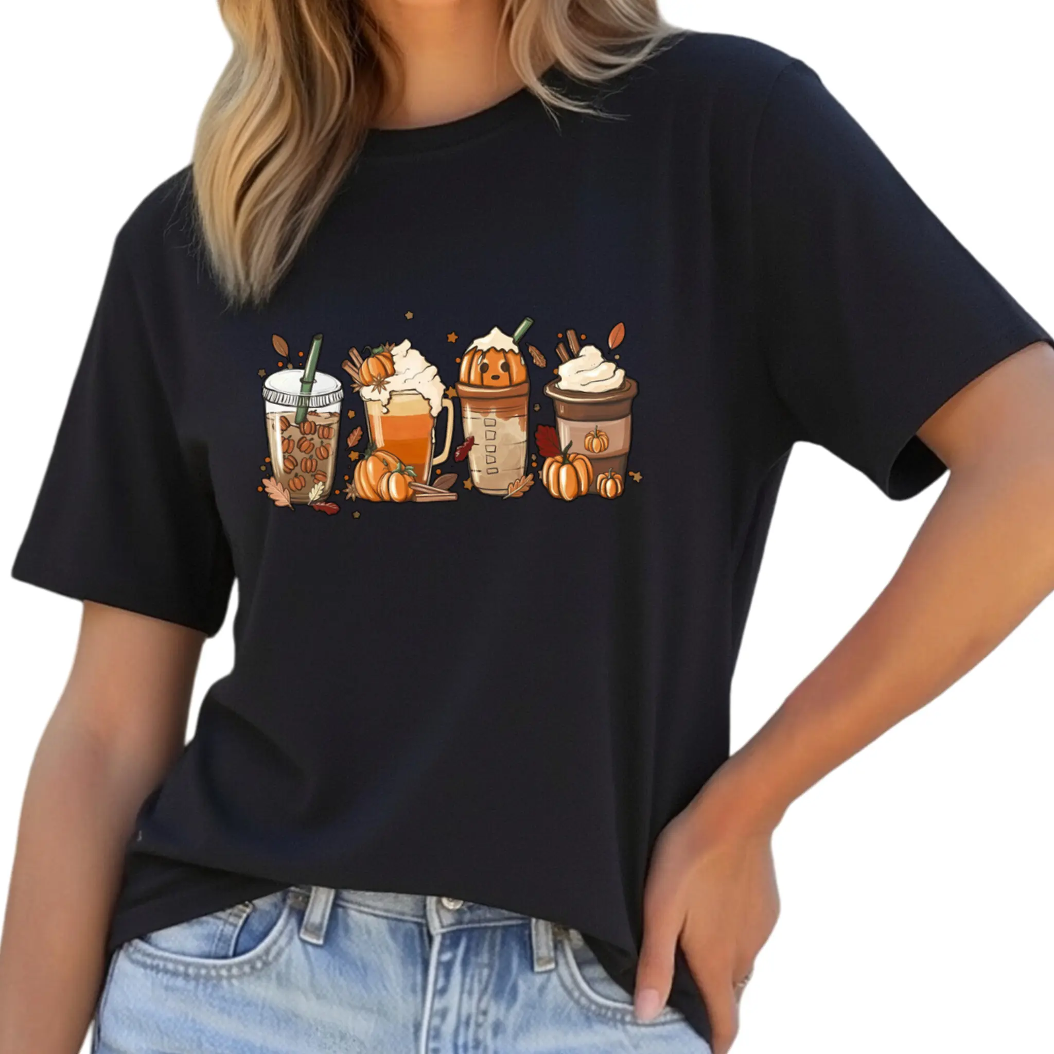 Fall Coffee T-Shirt , Pumpkin Spice Graphic Tee, Cozy Autumn Sweatshirt, Cute Women's Fall Apparel