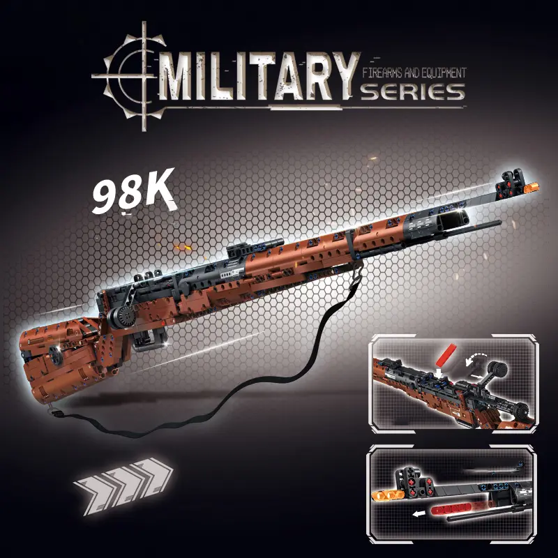1000PCS building Block 98k sniper rifle, a high-tech adult high-difficulty building block 98k. Desktop decorations, Christmas gifts