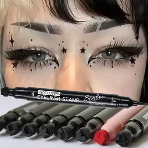 1PC Quick-Dry Liquid Double Eyeliner- Long-Lasting, Waterproof, Matte Black, Dual-Ended Stamp Pen - Fine Tip for Beginners, Daily Makeup | Longlasting Eyeliner, Waterproof Eyeliner, Eye Makeup Supplies