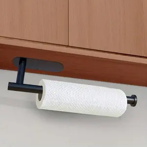 Self Adhesive Tissue Holder, 1 Count Kitchen Cabinet Paper Towel Roll Holder, Bathroom Tissue Storage Rack, Toilet Paper Organizer, Home Kitchen Bathroom Supplies