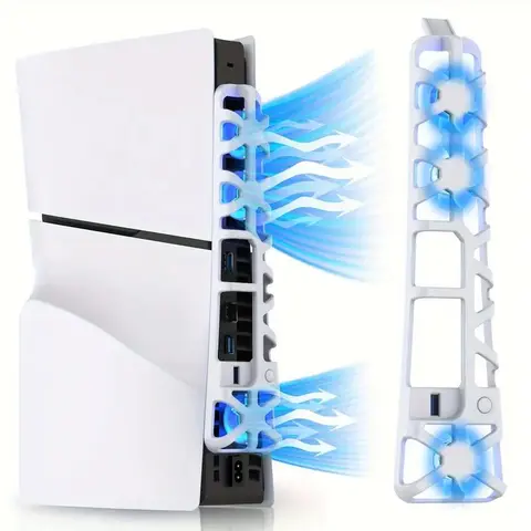 USB Cooling Stand for PS5 Slim, USB Powered Cooling Stand with LED Light, Quiet Cooling Fan, Console Accessories for PS5 Slim