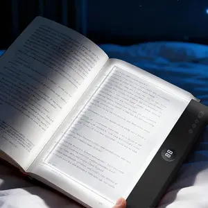 Rechargeable Clear LED Flat Book Lights for Reading in Bed at Night with 3 Colors & Timer, Dimmable Panel Plate Book Lamp Full Page Light, Bookish Gifts for Women Readers Kids Book Lovers
