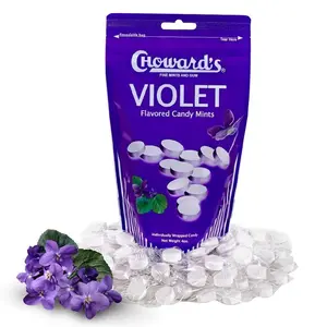 Violet Mints Candy Bag | Bold Aromatic Flavor | Perfect for Travel, Sharing, and Gifting | Nostalgic Vintage Candy | Resealable Bag for Freshness | 4 Oz (64 Individually Wrapped Mints)