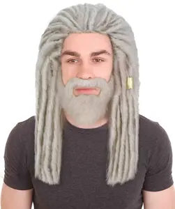 Adult Men's Fantasy Series Silver Blonde Wig, Dreadlocks from Dragon House, Flame-Retardant Fiber