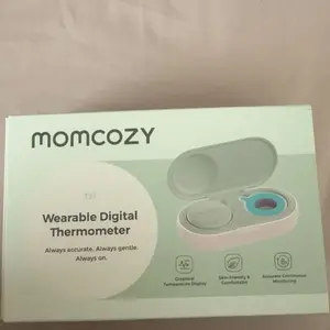 Momcozy Wearable Digital Thermometer for Baby, Medical-Grade Accurate Smart Thermometer, Instant Reads, APP Real-time Monitoring for Infants & Kids, Hypoallergenic 3M Stiker,Bluetooth, 180H Lasting