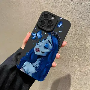 Blue Girl Pattern Phone Case, Decorative Phone Protector Cover, Phone Accessories Compatible with iPhone 11 12 13 14 15 16 Pro Max Plus