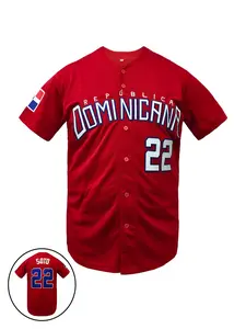 Men's Dominicana #22 Stitched V-Neck Loose Fit Breathable Sports Shirt, Short Sleeve Baseball Jersey, Sporty Jersey, Loose Fit for Sports & Parties, Casual Wear, Themed Events, Baseball Accessories, Party Attire, Bold Number Design, Durable Fabric