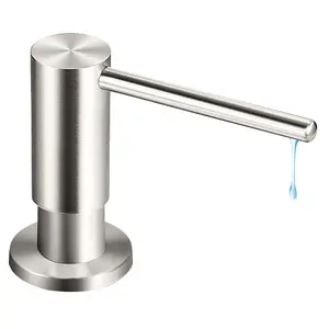 Yofidra Soap Dispenser for Kitchen Sink: Built in Sink Soap Dispenser Pump, Brushed Nickel Stainless Steel Sink Soap Dispenser with 47” Tube Kit Fit for Kitchen Bathroom in Counter Sliver Black Colour