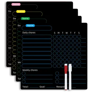 Erasable Magnetic Chore Chart, 4 Counts/set Weekly and Daily Task Organizer, Magnetic Chore Chart for Refrigerator, Home Management and Menu Planning
