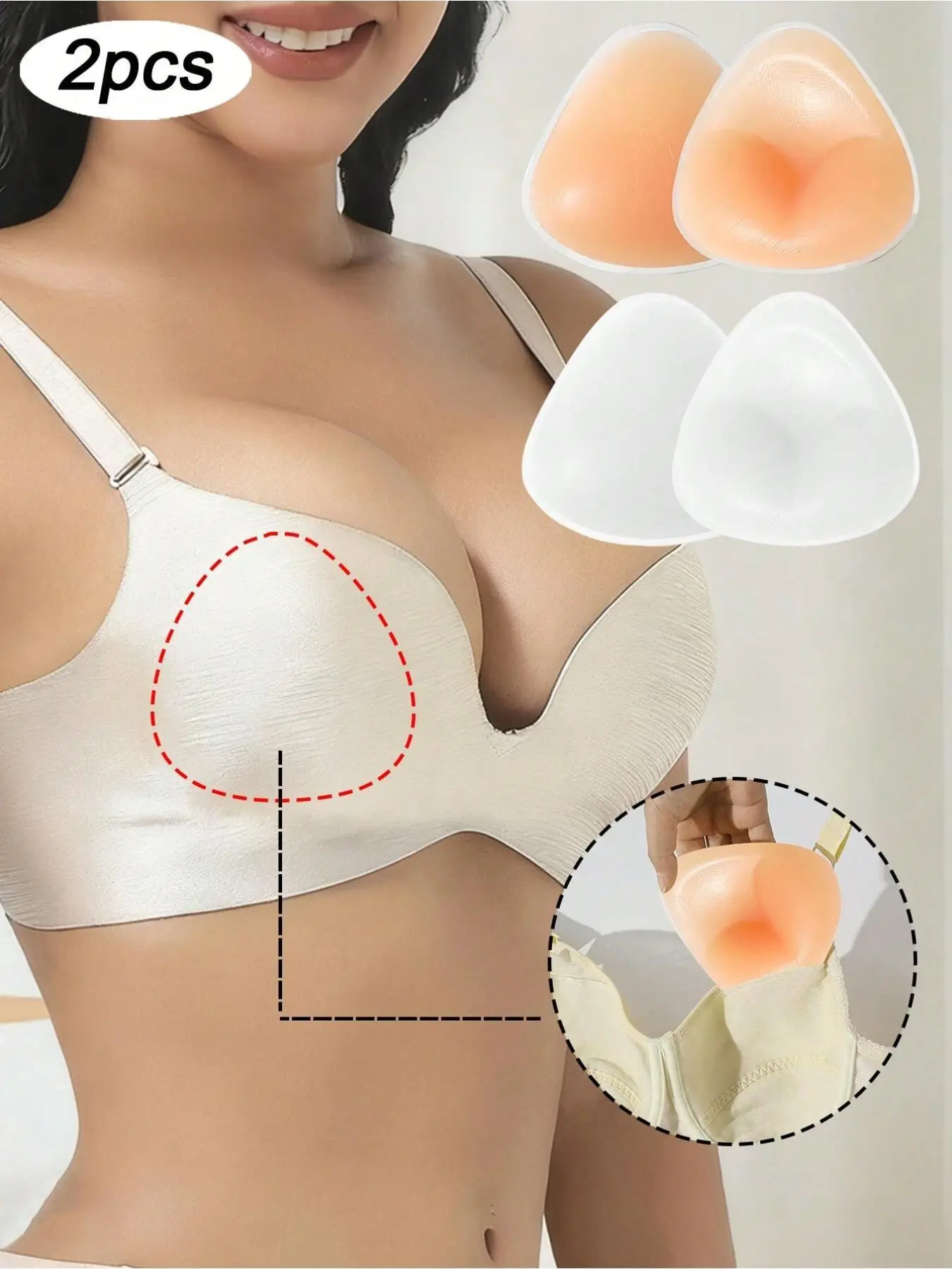 Silicone thickening breast pads for ladies, undergarment padding, ladies' underwear accessories, small breasts enlargement, overly large breasts, chest tightening, suitable for bikinis and swimsuits, Silicone Bra Insert