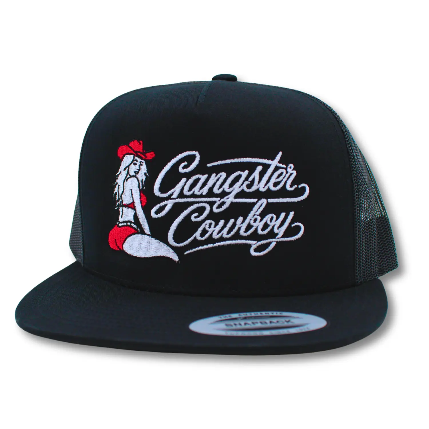 Double Take- Black, Red, and White. Yupoong Classic Snapback. Gangster Cowboy Official Product