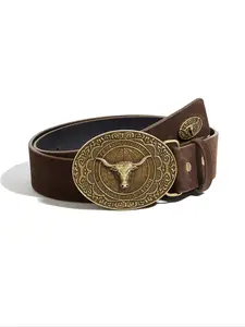 Women's Y2K Western Style Belt, Fashionable Metal Buckle, Coffee Color Faux Fur Waistband, Casual Versatile Accessory for Jeans & Coats, Fall Winter Fashion