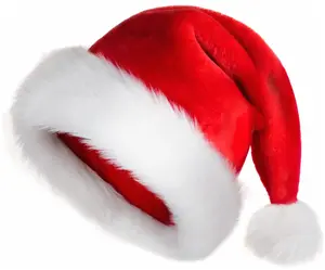 JUANANIUG Christmas Santa Hat - Adult Xmas Holiday Hat for Women & Men - Extra Thicken Classic Fur for Festive Holiday Party Supplies