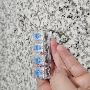Stress-relieving Toy Mechanical Keyboard Compact Design with Crystal Keycaps LED Lights Transparent Acrylic Key Christmas giftchain