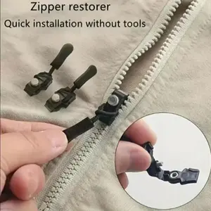 Zipper repair kit 6 pieces. 3 different sizes of replacement zippers, quick and easy installation with detachable snap fasteners. No sewing required. Suitable for suitcase bags, outerwear, clothes, shoes and boots - zipper replacement, zipper lock head.