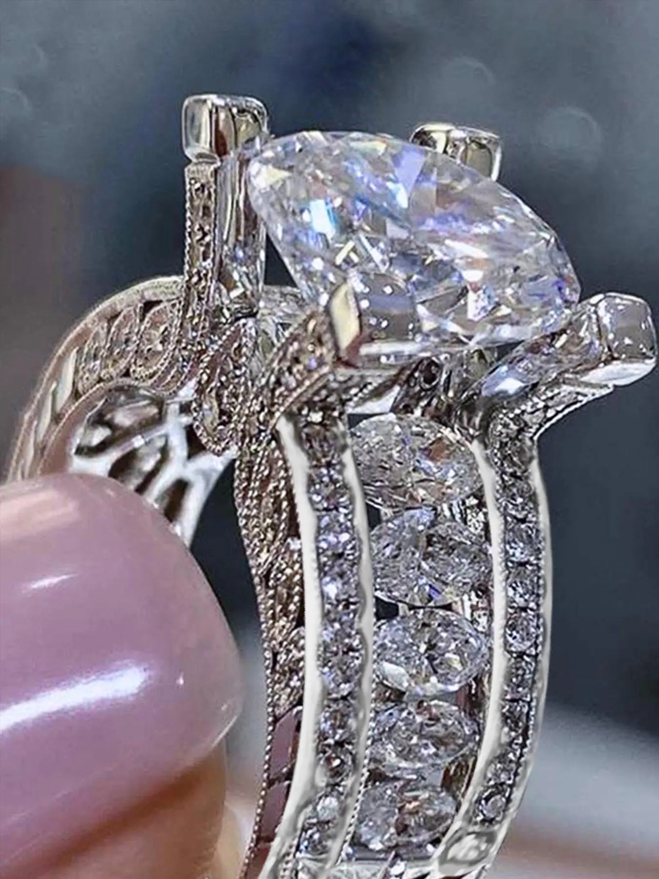 Artificial Zircon Decorated Ring, Jewelry for Women for Party, Daily Clothing Decor, Trendy All-match & Exquisite Jewelry for Birthday Gift