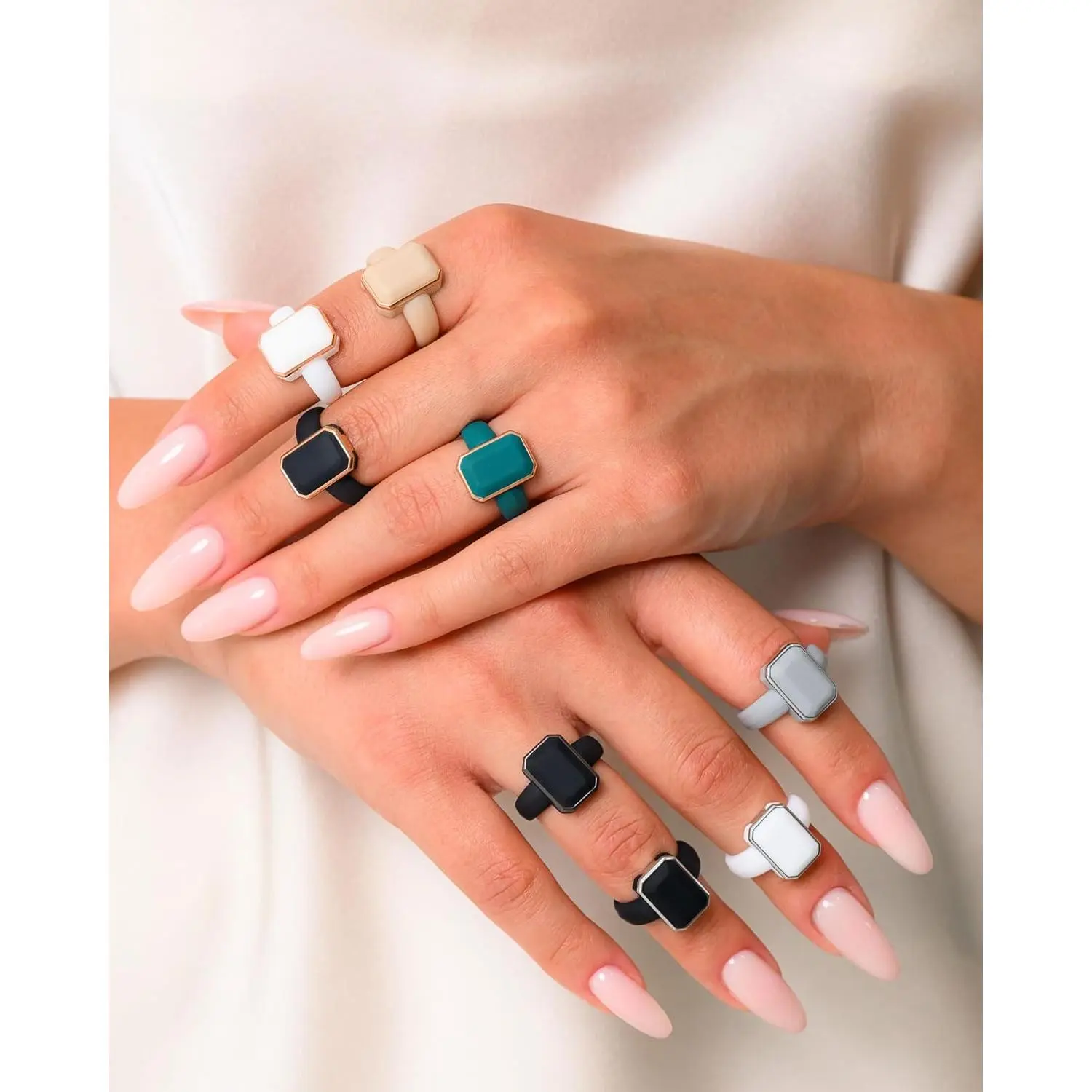 Women's Silicone Rings - Anniversary Ring or Promise Ring for Her - Emerald Rubber Wedding Bands Women - Patented Design Women's Silicone Rings - Anniversary Ring or Promise Ring for Her - Emerald Rubber Wedding Bands Women - Patented Design