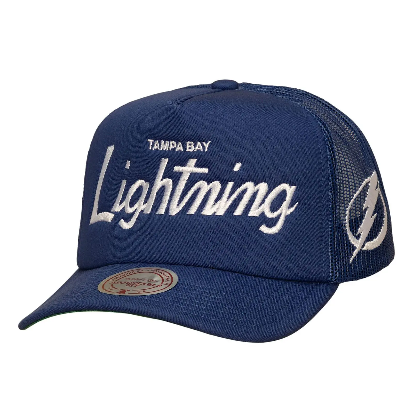 Tampa Bay Lightning Navy Head Coach Trucker Adjustable Hat NHL Throwback Cap Fan Gear Mitchell & Ness