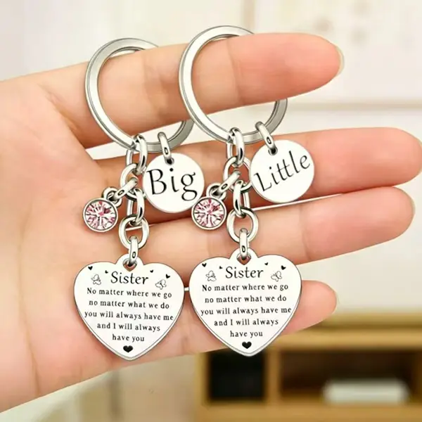 Mother's Day Gift Sisters Birthday GiftsFriendship Keychain, Hearts Letter PatternKeychain, Fashion Accessories for Sisters,Unbiological Sister, Heart Design, All SeasonsUsability, Keychain Set