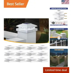 4/6 Pcs Outdoor Solar Post Cap Lights Cold White IP65 Waterproof LED Deck Fence Lights for 4x4 5x5 6x6 Wooden Posts Solar Powered Garden Patio Yard Lighting