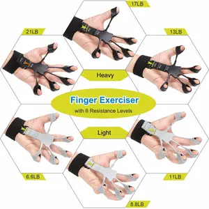 Grip Strength Trainer (6pcs) - Adjustable Hand Gripper, Finger Exerciser, Large Size Forearm Workout Rings And Finger Stretcher - Grip Strengthener And Extensor Trainer for Any Sizes Hand & Finger