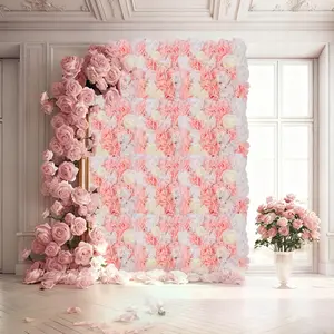 12-Pack Flower Wall Panels, 15x15 Inch Artificial Silk Rose Backdrop 3D Silk Hydrangea Rose Floral Panel for Photo Background Home Party Wedding Backdrop Decoration