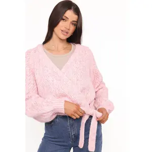 Etta Ballet Wrap Knit Sweater - Pink