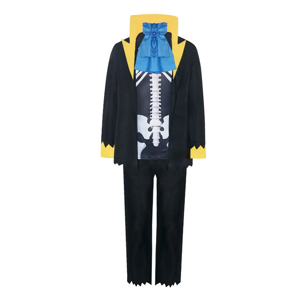 Brook Soul King Black Suit Cosplay Costume Set Coat Top Pants Bow Tie for Comic Con