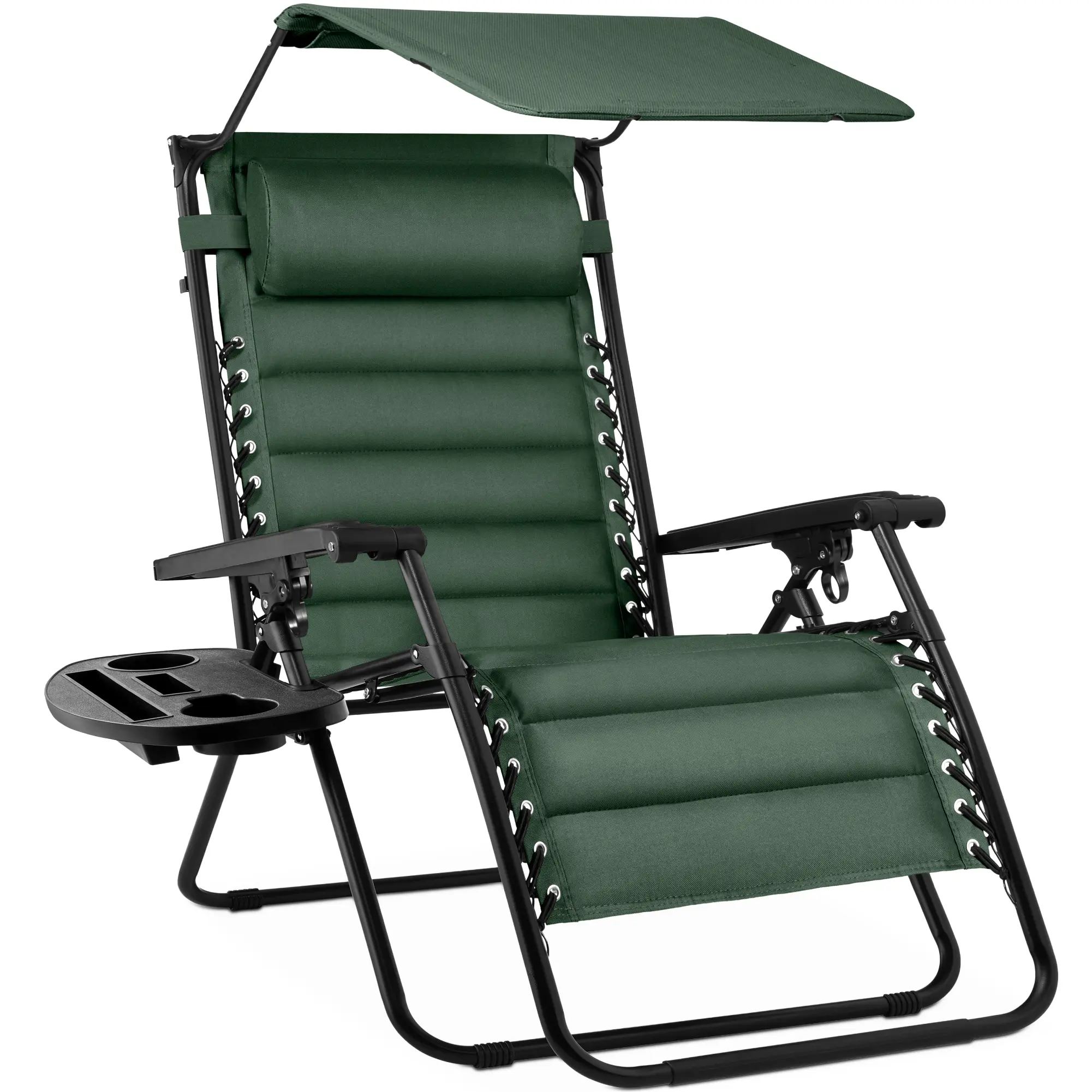 Best Choice Products Oversized Padded Zero Gravity Chair w/ Canopy Headrest Cup Holder Side Tray​
