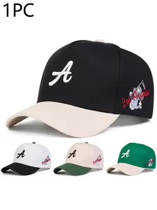 Unisex a Letter Embroidered Patched Baseball Cap, Adjustable Sunscreen Sun Protection Casual Hat for Spring & Fall, Outdoor Sports Travel Beach Vacation