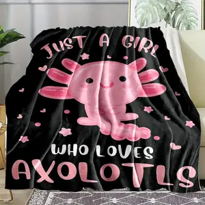Soft Throw Blanket Cute Flannel Fleece Blanket Axolotl Cartoon Print Comfortable Warm Napping Throw Home Bedroom Decor