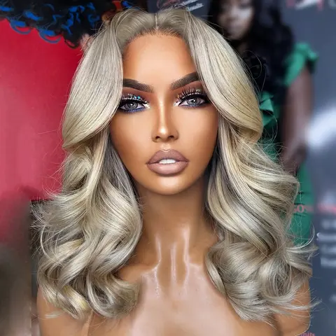 Ash Blonde Loose Body Wave Bob Lace Frontal Human Hair Wigs HD Transparent Lace Ash Blonde Bob Milk Tea Natural Wave Pure Luxury Human Hair Wig 13X4 Lace Front Glueless Pre Plucked With Baby Hair