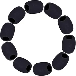 10 Pack Lapel Microphone Windscreen, Headset Windscreen, Mic  Covers Lavalier Microphone Windscreen for Variety of Headset Microphone, Tough Sponge Material, Noise Reduction, Black