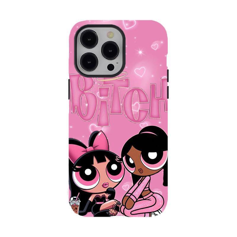 Powe.rp.u.f.f G.irls Y2K Aesthetic Pink, Sweet Two-In-One Drop-Resistant Mobile Phone Case