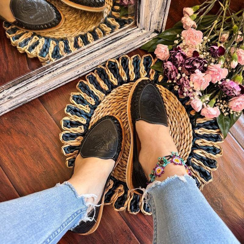 Huarache Sandal - Handmade Mexican Hecho in Michoacán, Colorful Leather, Open Toe, Casual Footwear for Women, Perfect Choice for Wide Feet - Running