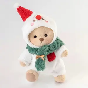 Getahug Christmas Snowman White Teddy Bear | Handmade Stuffed Animal Gift