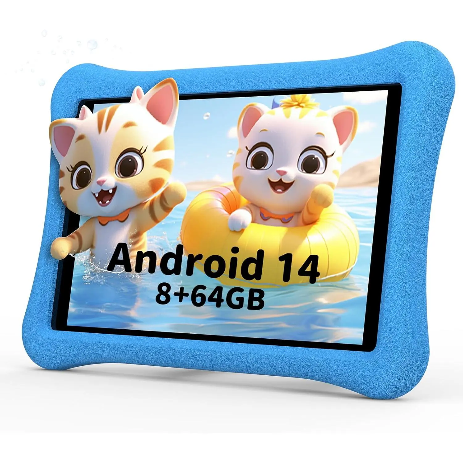 Toddler Android 14 Tablet Set, 10 in Kids Digital Tablet (Blue) - 8GB+64GB Expandable to 1TB, 6000mAh Battery, Parental Control, Shockproof Case, Screen Protector, HD Display for Games, Tablet Set Android