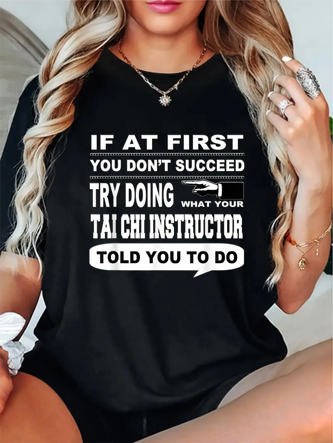 100% Cotton Unisex If at First You Don't Succeed Tai Chi Instructor T-Shirt T-Shirt Cotton Shirt